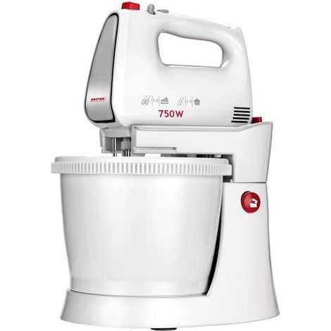 MPM MMR-20Z Batidora Amasadora Repostería Bol 3L, 5 Velocidades+Turbo Bol Giratorio Accesorios Acero Inox. 750W Blanco (1/5)