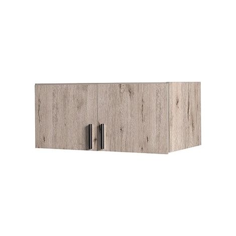 Sopralzo per armadio a due ante collezione FLEX, colore quercia wellington e grigio grafite.