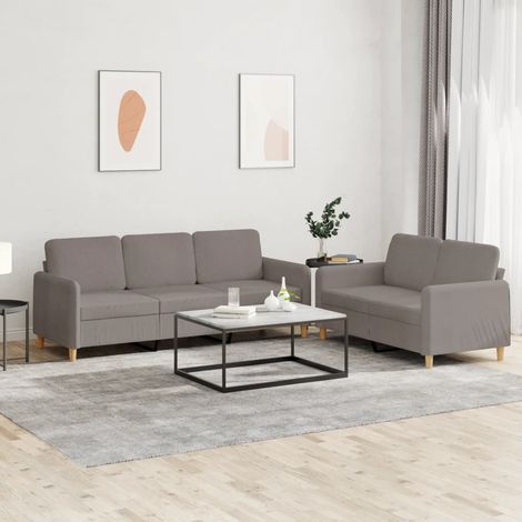 vidaXL Set di Divani 2 pz con Cuscini Tortora in Tessuto (1/5)