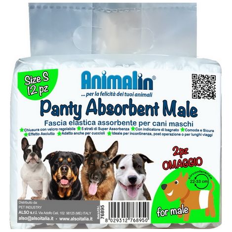 PANNOLINI FASCIA PANTY ABSOR CANI MASCHI (12PZ) MIS.L