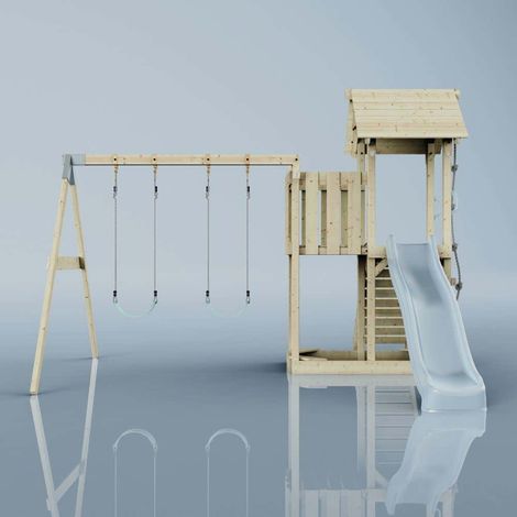 PolarPlay Spielturm Uppsala aus Holz in BlauKinderschaukel