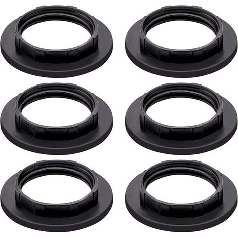 anneaux convertisseurs plastique noir abat-jour E14, anneau collier lampe, anneau réducteur abat-jour E14, anneau remplacement support lampe vis (1/5)