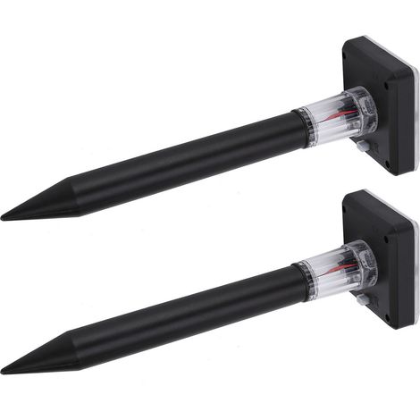 Lot de 2 lampes solaires LED anti-rongeurs pour pelouse, ultrasons répulsif souris, serpent et insectes, pique-terre rectangulaire multicolore, batterie intégrée (1/5)