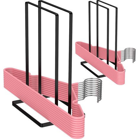 Set aus 2 stapelbaren Kleiderbügelständern für bis zu 180 Metallkleiderbügel, ideal für Waschküche oder Kleiderschrank. Platzsparend dank des herausnehmbaren Aufbewahrungssystems für Kleiderbügel für (1/5)