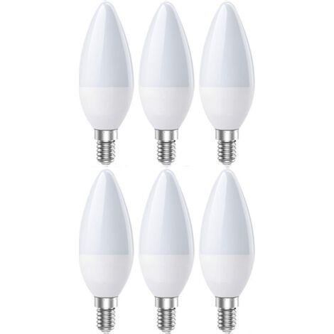 E14 LED-Lampen, E14 Kerzenlampe, Kaltweiß 6500K, 5W 600 Lumen, entspricht 60W Halogenlampen, 200° Abstrahlwinkel, nicht dimmbar, 6er-Pack [Energieklasse 2] (1/4)