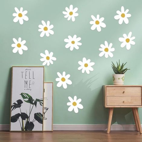 (36 piezas) Pegatinas de pared de margaritas, calcomanías florales para habitación infantil, habitación de bebé, guardería, decoración (1/5)