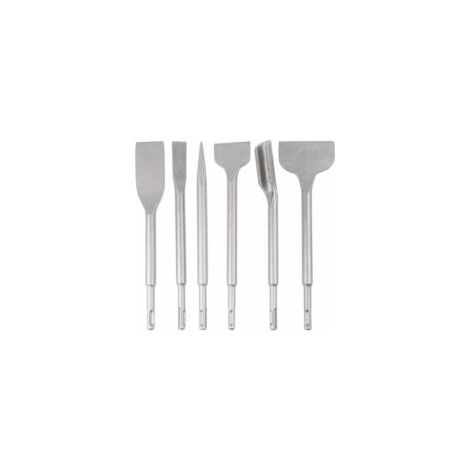 6-teiliges SDS-PLUS-Meißelset, 25 cm Länge, Koffer zum Entfernen von Beton sowie Boden- und Wandfliesen, Meißelbohrer für Bohrhämmer, SDS-PLUS-Meißel für Bohrhämmer – Crezuo (1/4)