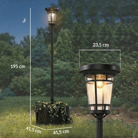 Lampadaire solaire avec pot de fleurs, 195 cm, lanterne de jardin extérieure avec 2 niveaux de luminosité et interrupteur de contrôle de l'éclairage, indice de protection IP44 (1/5)