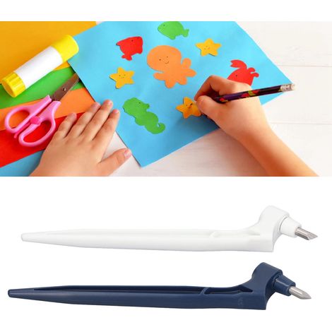 Couteau utilitaire blanc + couteau utilitaire bleu foncé, coupe-papier, outils de coupe, couteau à sculpter portatif, couteau utilitaire rotatif à 360 degrés (1/5)