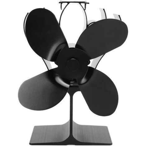 4 Blade Fireplace Fan Auto Start Temperature Resistant Wood Stove Fan LT375 Black Diameter 152mm (1/5)