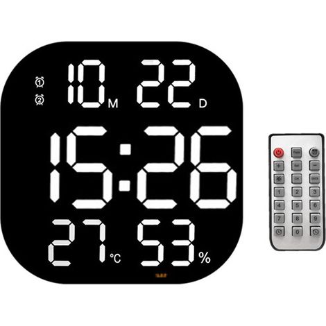 1 ensemble  Couleur : Coque noire, lumière blanche  Matériau : Acrylique  Minuteur de compte à rebours pour salon, horloge murale pour salle de sport, LED