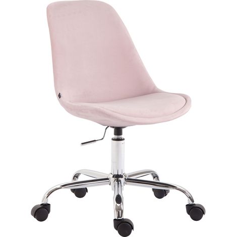 Sedia da ufficio con rotelle in tessuto di velluto rosa BUR10353