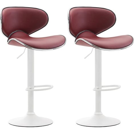2er Set Barhocker Las Vegas Kunstleder bordeauxrot weiß (1/4)