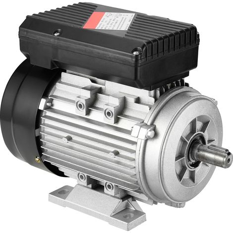 Moteur électrique 0,75 kW, 1400 tr/min, monophasé 220-240 V, 5,45 A, carcasse 80 B3, arbre claveté 19 mm, rotation bidirectionnelle, pour compresseurs et machines agricoles. (1/5)