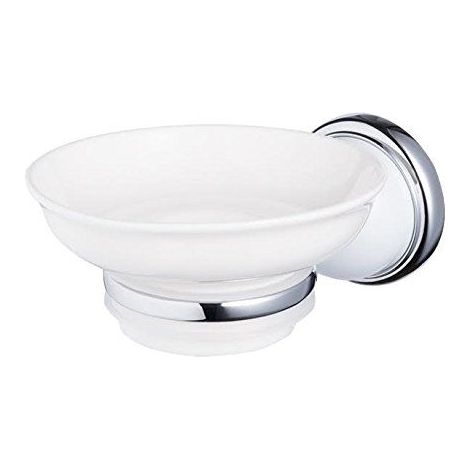 Porte-savon mural Bisk blanc Grenade, métal argenté, 1 pièce.