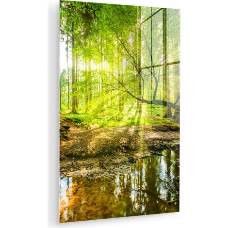 CUADRO DE METACRILATO Bosque - Paisaje - Agua - Árboles - Sol - Verde - Naturaleza Cuadros Para Dormitorio 60x90 (1/5)