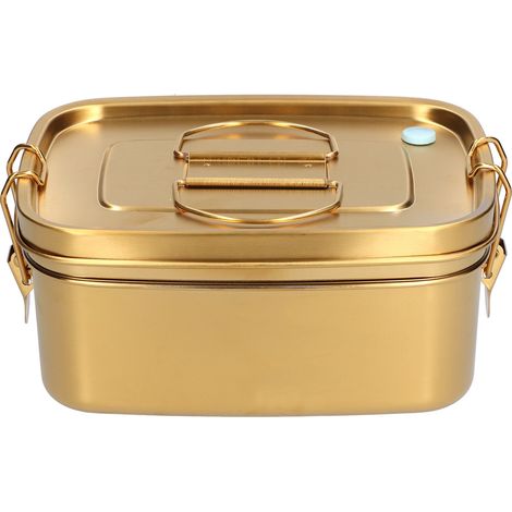 Boîte-repas isotherme 1.5L en acier inoxydable 304, imperméable et portable pour bureau, maison ou pique-nique, couleur or (1/5)