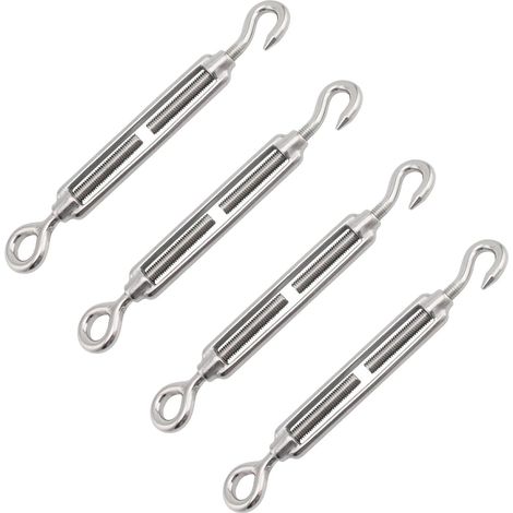 CSPARKV Kabelspanner, M4-Spannschloss, Edelstahl-Kabelspanner, 4 Stück Stahlkabelspanner, Kabelspanner, Kabelspanner, Edelstahlspanner, Stahlspanner, Schraubenspanner, Edelstahlschlinge, Kabel mit Spa