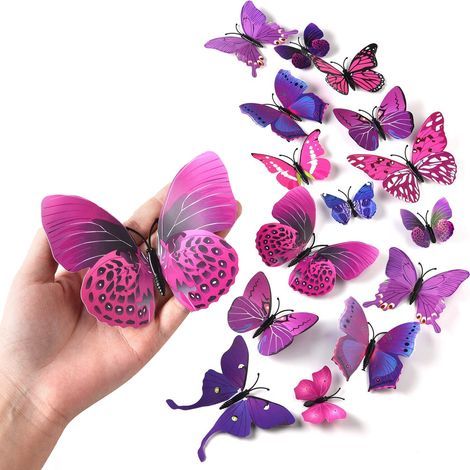 vingt-quatreSticker mural papillon violet, décoration intérieure (1/5)