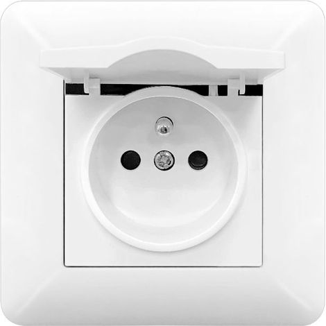 Plaque Prise Electrique Encastrée avec Volet Blanc 16A 220-250V Type 86 Maison & Bureau (1/2)