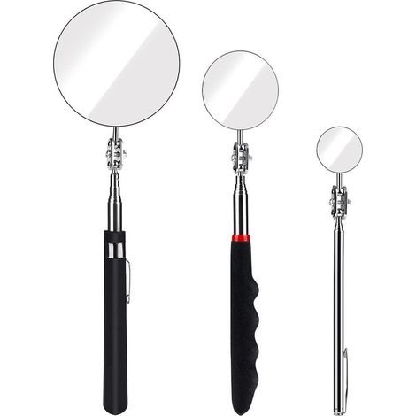Un ensemble de trois télescopes d'examen de tailles différentes avec poignées rétractables, diamètres 3/5/8,5 cm