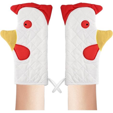 Gants de cuisine lavables et mignons, motif coq, résistants à la chaleur, pour la cuisine (1/5)