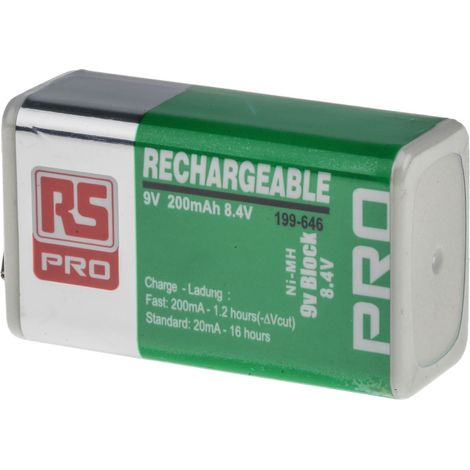 Batterie 9 V RS PRO 200mAh NiMH ( Prix pour 1 )
