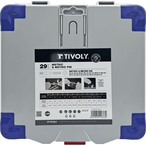 Tivoly • Scatola da 29 pezzi - 12 maschi + 12 matrici da M3 a M12 + 2 giri sinistri + 1 portamatrice 25,4 + accessori