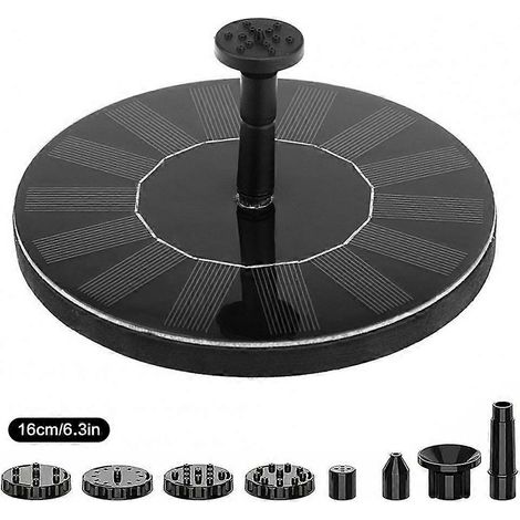Fontaine solaire pour bassin de jardin - Pompe flottante écologique à buses multiples, sans fil ni piles, pour jardin et aquarium (16 cm) (1/5)