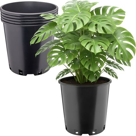Garronda Pot de Fleur Rond Haut Plastique Ø26 x 26 cm (12L) - Lot 5 Godets Semis Pot Culture Profond Drainage Résistants Intempéries pour Plantes Pépinière Jardin Serre Intérieur Extérieur GD-0203