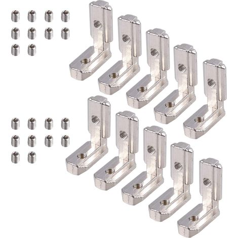 10pcs 90° Angle Interne Rainure en T 3030 Joint à Angle L-Forme en Aluminium Nut 8 Supports de Raccord d’Angle avec Vis pour Profilé en Aluminium Rainure de Coin (1/5)