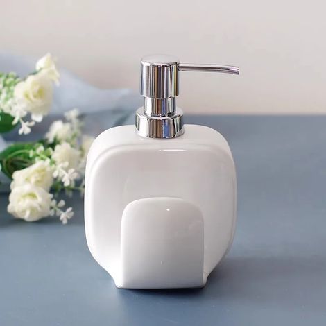 -8Lovely Flacon en céramique de 450 ml pour gel douche, shampoing, savon liquide, désinfectant pour les mains et bain - Accessoires de salle de bain (1/5)