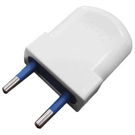 Pack 2 unidades clavija europea blanca bipolar 10a 4mm 250v