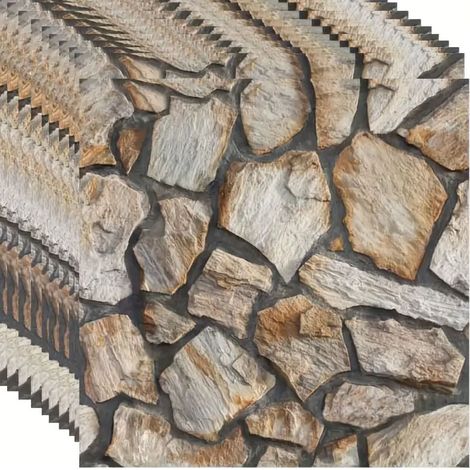 Plaque Mural 3D en PVC - Imitation Brique Réaliste - 10 Éléments à Assembler - Surface Lavable et Imperméable - Pour Intérieur et Extérieur - 30x30cm (1/5)