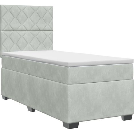 Cama box spring con colchón Gris Claro Individual Terciopelo vidaXL (1/5)