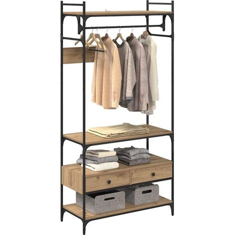 Armoire Penderie en Bois d'Ingénierie Style Chêne, 89 x 39 x 184,5 cm, Rangement Vestiaire Moderne pour Chambre (1/5)