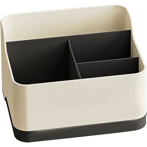 Fernbedienungshalter-Aufbewahrungsbox für den Schreibtisch – 4 Fächer – Kunststoff – Beige (1/4)