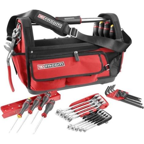 FACOM Probag BS.T20CM1PB große, wasserdichte Textil-Werkzeugtasche schwarz/rot mit 28 metrischen Werkzeugen (1/5)