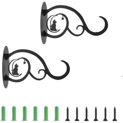 2 Wall-Mounted Plant Hangers for Balcony, Wrought Iron Hooks for Outdoor Decorative Baskets