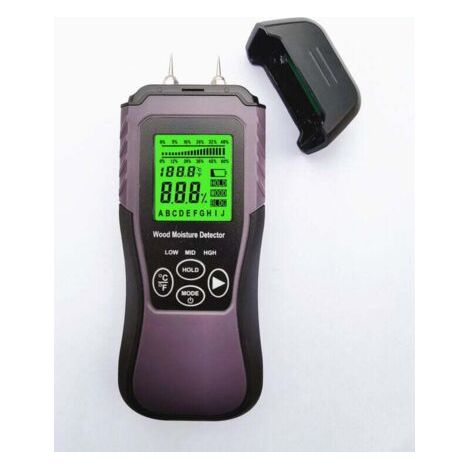 Holzfeuchtesonde, Digitaler Feuchtigkeitsdetektor, Wasserleckdetektor, Feuchtigkeitssonde für Holz und Baumaterialien, Hintergrundbeleuchteter LCD-Bildschirm DOPA