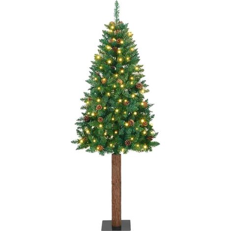Schlanker Weihnachtsbaum mit 300 LEDs mit Ständer Grün 210 cm