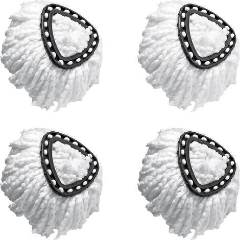 Juego de 4 cabezales de repuesto premium para la fregona giratoria de 360° Magic Mop, compatibles con Vileda EasyWring y Clean Turbo Classic 2 en 1. Cabezal Turbo Mop de repuesto, color blanco. (1/4)