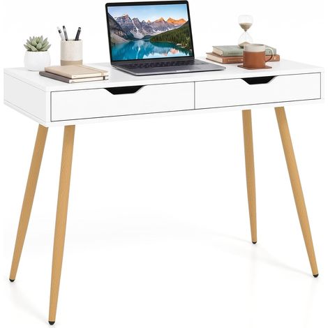COSTWAY Bureau d'Ordinateur avec 2 Tiroirs, pour Travail, Étude (1/5)