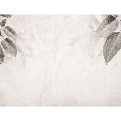 Papier peint feuilles gris, décoration murale pour salon – 150 x 105 cm Wallarena (1/4)