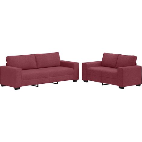 Juego de sofás con cojines 2 piezas tela rojo tinto vidaXL