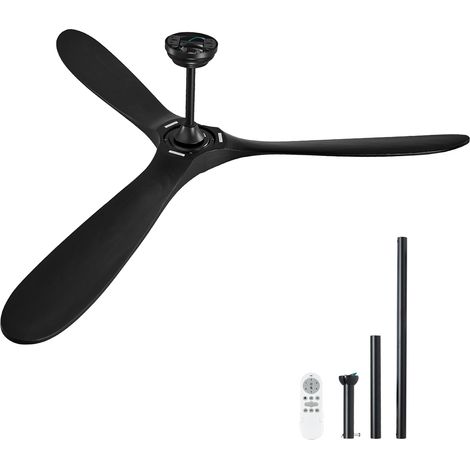 Mophorn 72 pollici ventilatore da soffitto senza luce, telecomando a 6 velocità, 3 pale in legno, motore DC reversibile. Moderno ventilatore esterno a filo basso profilo per camera da letto, soggiorno
