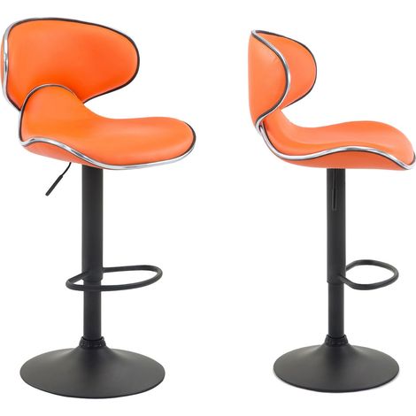 Set di 2 sgabelli da bar dal design contemporaneo gambe in metallo nero seduta sintetica arancione 100000343