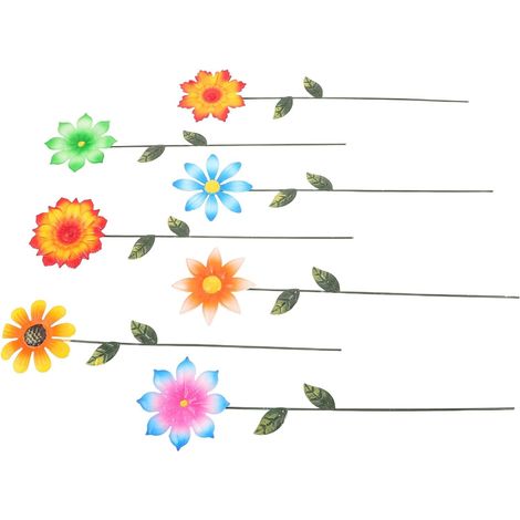 Lot de 7 Piquets à Fleurs en Fer Forgé, Décorations de Jardin Rustiques, Inserts Floraux Métalliques Résistants aux Intempéries pour Terrasse, Pelouse et Parterres Extérieurs (1/5)