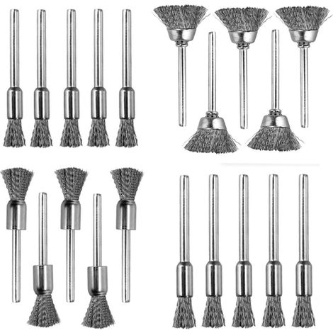 Ensemble de 20 brosses métalliques en acier inoxydable, comprenant 4 tailles différentes de brosses rondes à poils d'acier, pour perceuses et visseuses sans fil, pour le meulage, le polissage et le dé