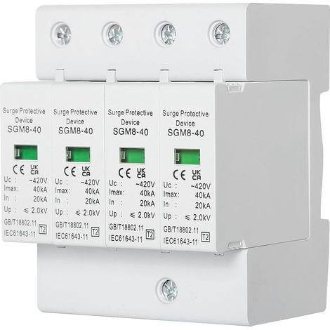 Parafoudre Triphasé 220v 4P 40KA House Surge Din Rail Protecteur basse tension Parafoudre pour protection contre le tonnerre. (1/5)